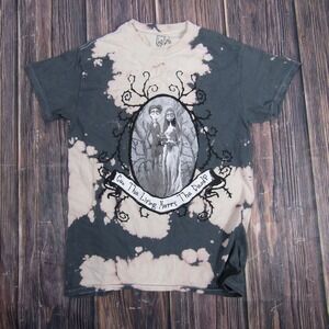 Tim Burton Corpse Bride Shirt Mens Small Black Bleach Tie Dye Gothic Movie Tee